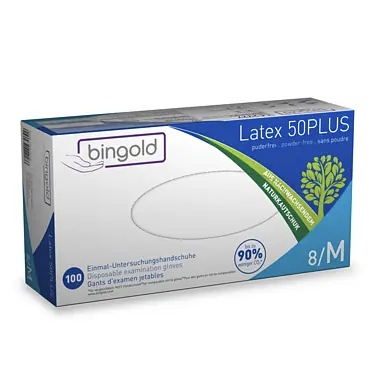 Einweghandschuhe BINGOLD Latex 50PLUS, natur